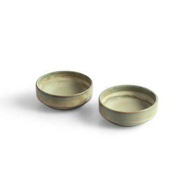 ExclusiveLane 'Wheat Serenity' Porcelain Chutney & Pickle Bowls (Set Of 2, 50 ML, Microwave Safe, Hand Glazed)