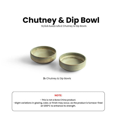 ExclusiveLane 'Wheat Serenity' Porcelain Chutney & Pickle Bowls (Set Of 2, 50 ML, Microwave Safe, Hand Glazed)