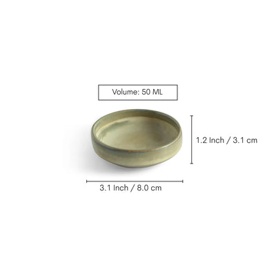 ExclusiveLane 'Wheat Serenity' Porcelain Chutney & Pickle Bowls (Set Of 2, 50 ML, Microwave Safe, Hand Glazed)