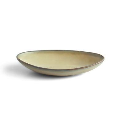 ExclusiveLane 'Wheat Serenity' Porcelain Serving Platter (Set of 1, 320 ML, Microwave Safe, Hand Glazed)