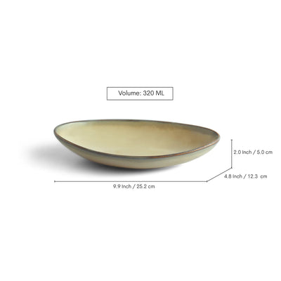 ExclusiveLane 'Wheat Serenity' Porcelain Serving Platter (Set of 1, 320 ML, Microwave Safe, Hand Glazed)