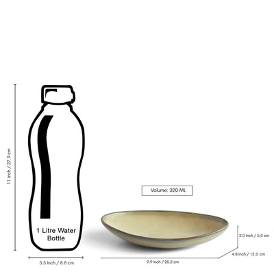ExclusiveLane 'Wheat Serenity' Porcelain Serving Platter (Set of 1, 320 ML, Microwave Safe, Hand Glazed)