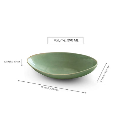 ExclusiveLane 'Sage Serenity' Porcelain Serving Platter (Microwave Safe, Hand Glazed)