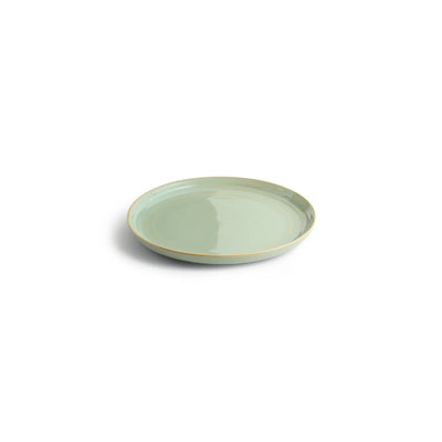 ExclusiveLane 'Sage Serenity' Porcelain Quarter Plates (Set of 4, Microwave Safe, Hand Glazed)