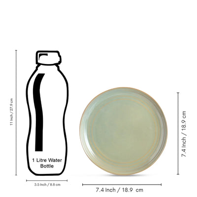 ExclusiveLane 'Sage Serenity' Porcelain Quarter Plates (Set of 4, Microwave Safe, Hand Glazed)
