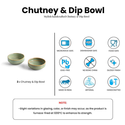 ExclusiveLane 'Sage Serenity' Porcelain Chutney & Pickle Bowls (Set Of 2, Microwave Safe, Handglazed)