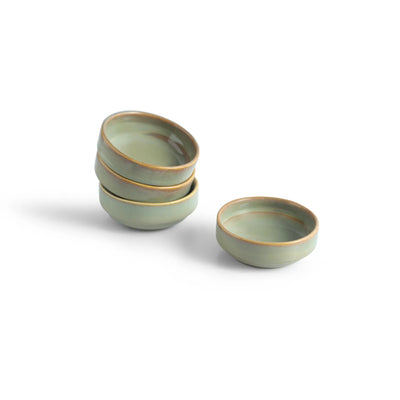 ExclusiveLane 'Sage Serenity' Porcelain Chutney & Pickle Bowls (Set Of 4, Microwave Safe, Handglazed)