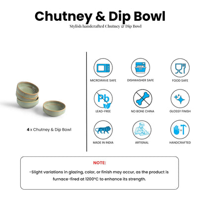ExclusiveLane 'Sage Serenity' Porcelain Chutney & Pickle Bowls (Set Of 4, Microwave Safe, Handglazed)