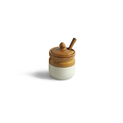 ExclusiveLane 'Barni Tales' Multi-Purpose Ceramic Pickle & Chutney Jar Set With Spoons (Set Of 4, Non-Airtight, 270 ML, Hand-Glazed)
