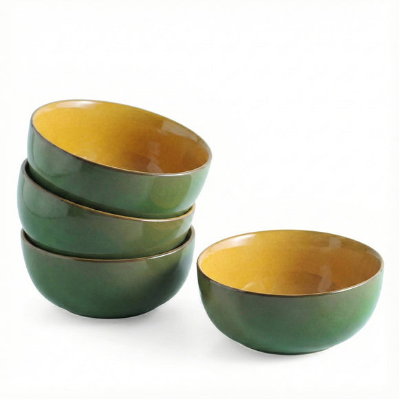  'Forest Canopy' Ceramic Serving Bowls (Set of 4, 550 ML, Microwave Safe, Hand Glazed)