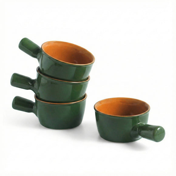  'Forest Canopy' Ceramic Serving Bowls (Set of 4, 420 ML, Microwave Safe, Hand Glazed)