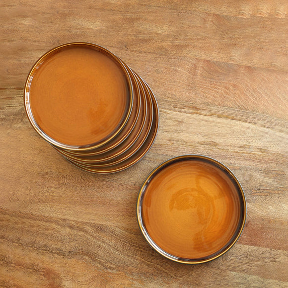  'Forest Canopy' Ceramic Dinner Plates (Set of 6, Microwave Safe, Hand Glazed)
