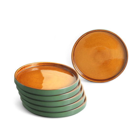  'Forest Canopy' Ceramic Dinner Plates (Set of 6, Microwave Safe, Hand Glazed)