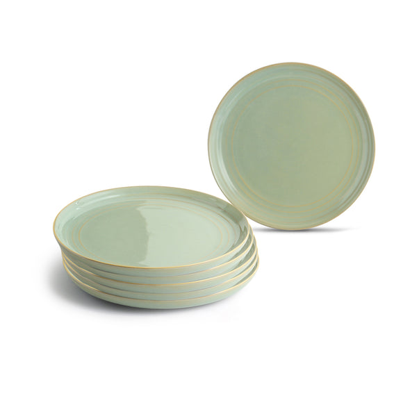  'Sage Serenity' Porcelain Dinner Plates (Set of 6, Microwave Safe, Hand Glazed)