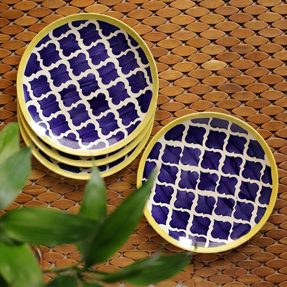  'Moroccan Plate Pair' Handpainted Plates In Ceramic (25.4 cm, Set Of 4)