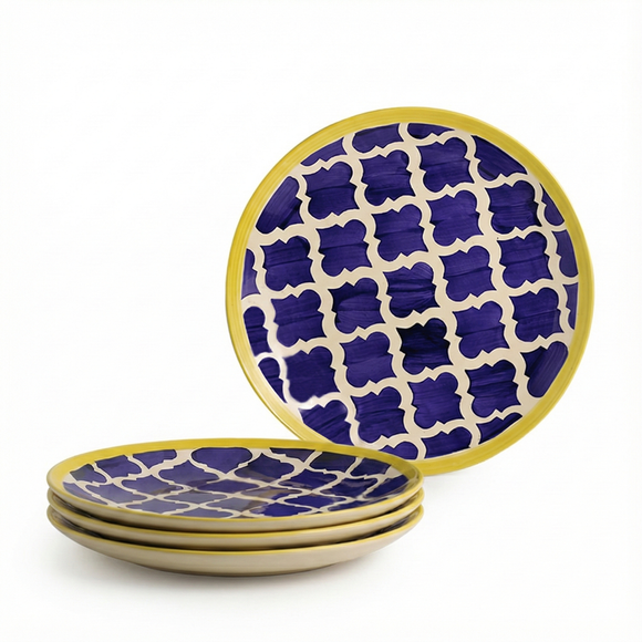  'Moroccan Plate Pair' Handpainted Plates In Ceramic (25.4 cm, Set Of 4)