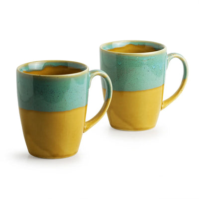 'River Rims' Studio Pottery Glazed Coffee Mugs In Ceramic (Set Of 2)