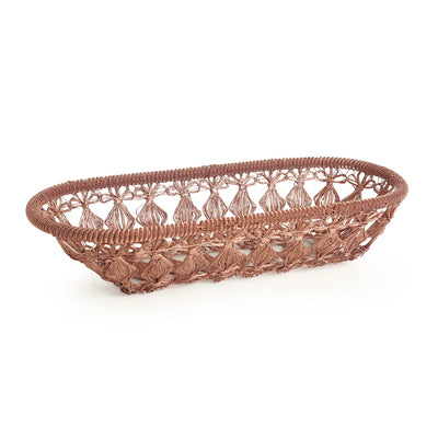 'The Knotted Mesh' Handwoven Fruit Basket In Iron (Copper Finish)