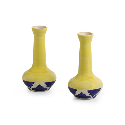 'The Long-Neck Vases' Set Handpainted In Ceramic (4.5 Inches)