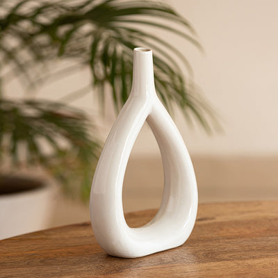 'Aeolus Modern' Decorative Ceramic Vase (Handglazed Studio Pottery, 11.1 Inches)