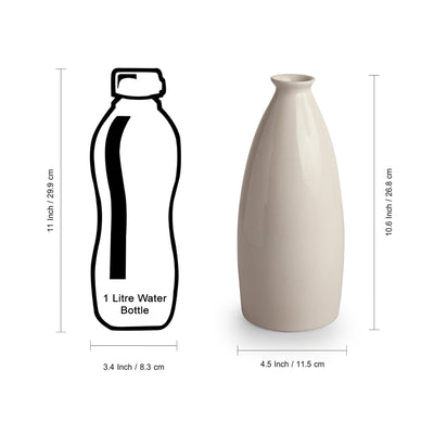 'Minimalistic Modern' Decorative Ceramic Vase (Handglazed Studio Pottery, 10.6 Inches)