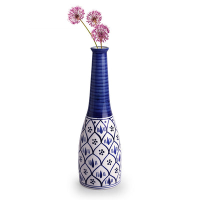 'Moroccan Floral' Decorative Ceramic Vase (Hand-Painted Studio Pottery, 12.5 Inches)