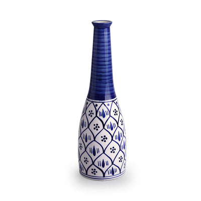 'Moroccan Floral' Decorative Ceramic Vase (Hand-Painted Studio Pottery, 12.5 Inches)