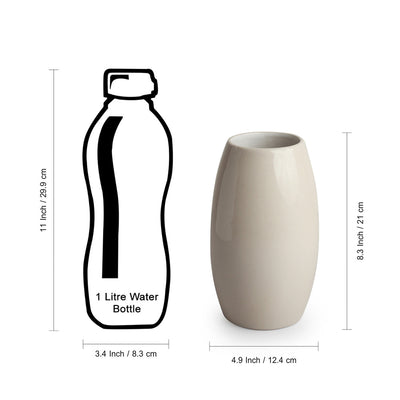 'Barrel Modern' Decorative Ceramic Vase (Handglazed Studio Pottery, 8.3 Inches)