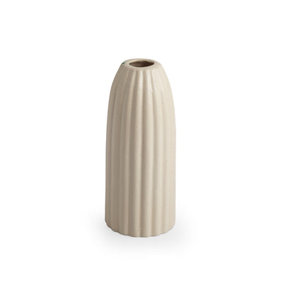 'Grooved Modern' Decorative Ceramic Vase (Handglazed Studio Pottery, 8.7 Inches)