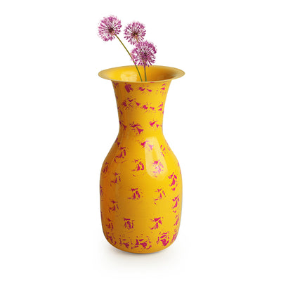 'Sunbeam Pink' Decorative Metal Vases (Iron, Hand-Painted, 9.5 Inches)