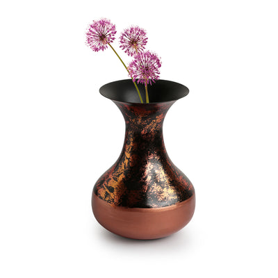 'Surahi' Antique Metal Flower Vase (Iron, Hand-Painted, 7.1 Inches)