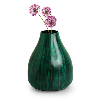 'Teal' Metal Flower Vase (Iron, Hand-Painted, 9.2 Inches)