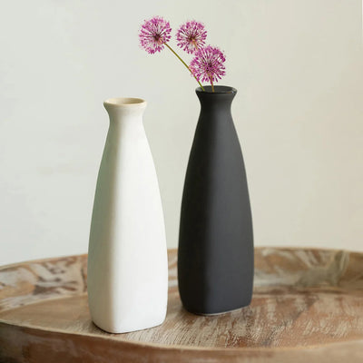 'Yin-Yang' Decorative Ceramic Vases (Set of 2, 22.6 cm, Handglazed Studio Pottery)