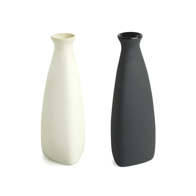 'Yin-Yang' Decorative Ceramic Vases (Set of 2, 22.6 cm, Handglazed Studio Pottery)