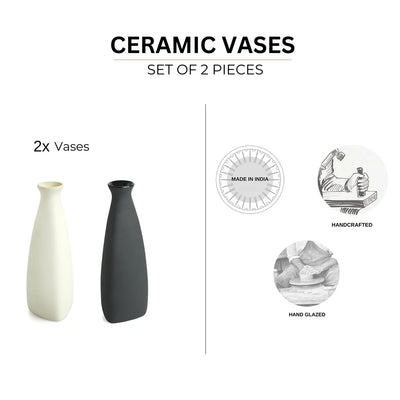 'Yin-Yang' Decorative Ceramic Vases (Set of 2, 22.6 cm, Handglazed Studio Pottery)