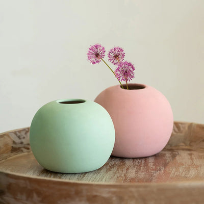 'Spring Hues' Decorative Ceramic Vases (Set of 2, 10.4 cm, Handglazed Studio Pottery)