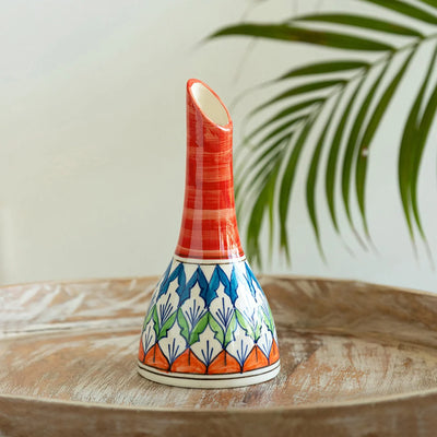 'Mughal Floral' Decorative Ceramic Vase (23.6 cm, Hand-Painted Studio Pottery)