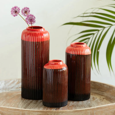 'Autumn' Decorative Ceramic Vases (Set of 3, Handglazed Studio Pottery)