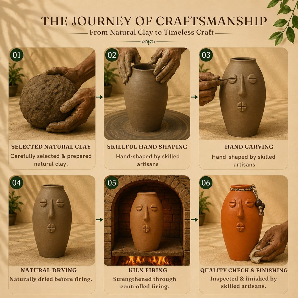 Earthen Charm Terracotta Decorative Vase (17.6 cm, Handmade)