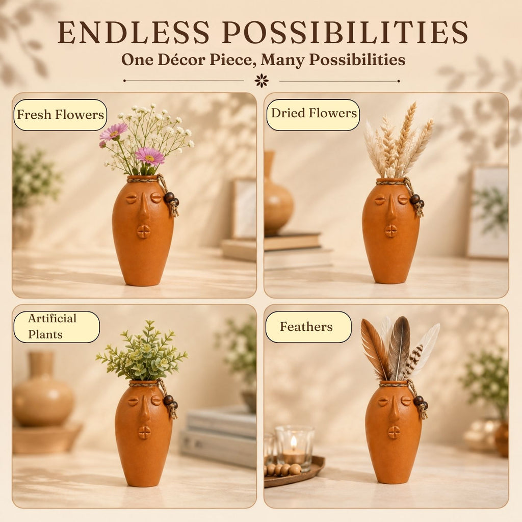 Earthen Charm Terracotta Decorative Vase (17.6 cm, Handmade)