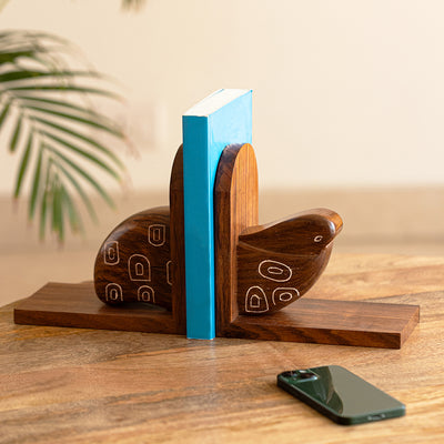 Sailing Turtle' Handcrafted Book Ends In Sheesham Wood