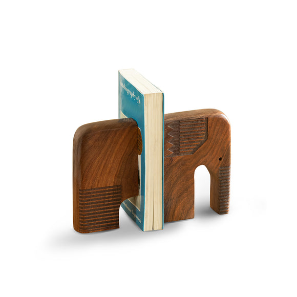  'Trunk Tales' Mango Wood Book End (Hand-Carved)