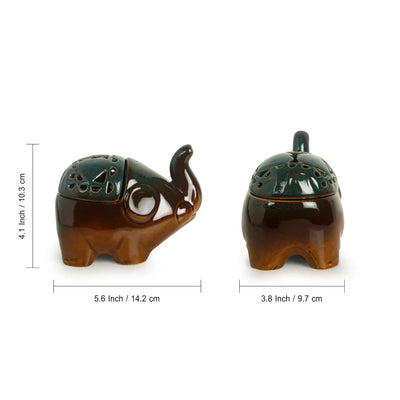 'Amber & Teal' Studio Pottery Table Tea-Light Holder In Ceramic