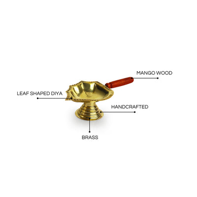 Paan Leaf' Handcrafted Brass Diyas (Set of 2, 5.0 Inches, 20 ml, 0.1 Kg)