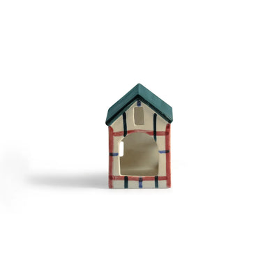 ExclusiveLane 'Tudor Cottage' Ceramic Table Tea Light Holder (Hand-Painted, 11.8 Cms)