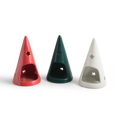 ExclusiveLane 'Cone Trio' Ceramic Table Tea Light Holder (Set Of 3, Hand-Glazed, 15.5 Cms)