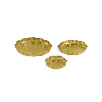 ExclusiveLane 'Jyotirvasna' Iron Decorative Urli Plate (Set Of 3, Hand-Etched, 16.8 Cm)