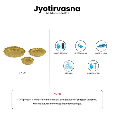 ExclusiveLane 'Jyotirvasna' Iron Decorative Urli Plate (Set Of 3, Hand-Etched, 16.8 Cm)