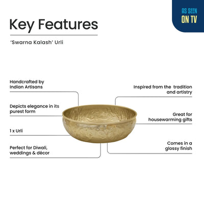 ExclusiveLane 'Swarna Kalash' Iron Decorative Urli Bowl (Handcrafted, 20.3 Cm)