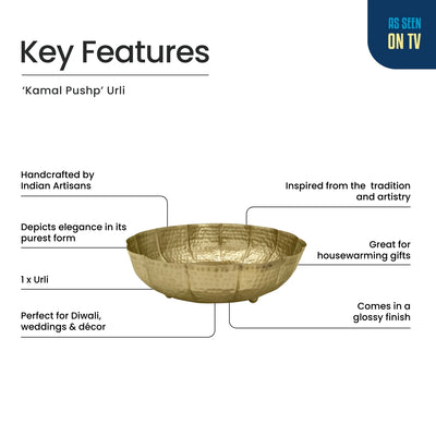 ExclusiveLane 'Kamal Pushp' Iron Decorative Urli Bowl (Hand-Etched, 25.2 Cm)